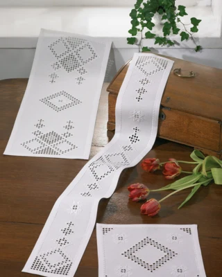 Zestaw do haftu Hardanger biały 29 x 81 cm