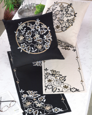 Zestaw do haftu Biały haft na czarnym 31 x 85 cm