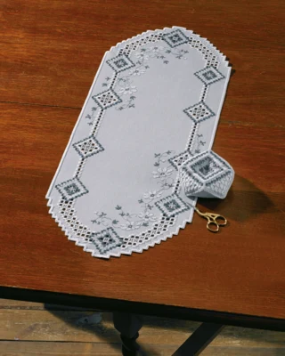 Zestaw do haftu Hardanger w szarości 28x70 cm