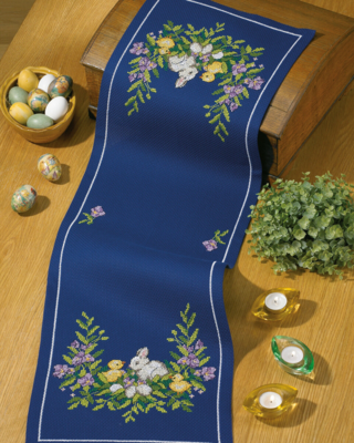 Zestaw do haftu Bieżnik wielkanocny z zającem 35 x 108 cm