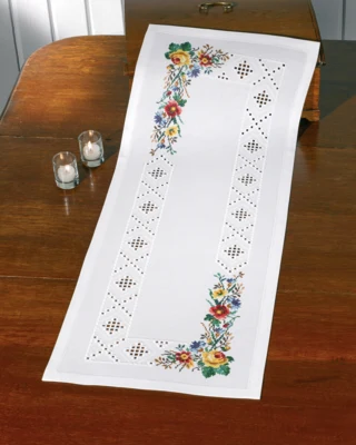 Zestaw do haftu Hardanger/kwiaty 39 x 102 cm