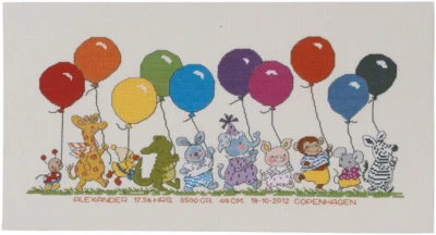 Zestaw do haftu Zwierzęta z balonami 22 x 42 cm R5301