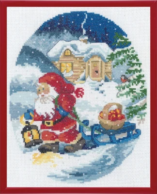 Zestaw do haftu Elf ciągnie sanki R5798 20 x 25 cm