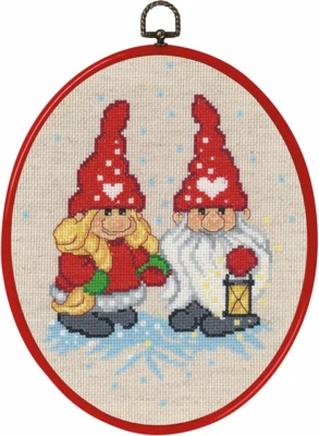 Zestaw do haftu Para skrzatów / latarnia 20 x 26 cm